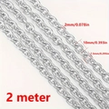 Silver aluminum cross chain 2mm wide for bags and clothes with 10mm length links - 7.5*10mm-2 Meters / Silver