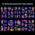 Neon UV waterproof arm tattoos featuring fluorescent scorpion and dragon designs - 10 Pcs Set Fluorescent AC001-010
