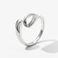 Polished silver irregular open ring in liquid water drop design for women - Silver(Steel Color)(PBJ453)