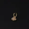 Golden clover earring charm with colorful micro-paved zircons and beaded ring detail - Colorful Plum Blossom Pendant Style (341-16#) / Gold