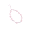 Close-up of pink butterfly acrylic beads and imitation pearls on a mobile phone strap - Pink Transparent Butterfly