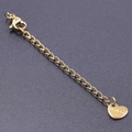 Gold stainless steel necklace extender chain with heart charm and S.STEEL engraving - S1654 Heart Tag With Clasp / Gold