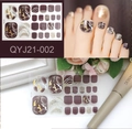 Detail of waterproof dark purple toe nail wraps with gold foil and glitter finish - Dark Purple Glitter Style (QYJ21-002)