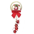 Christmas tree ornament with Santa Claus figure, red bow, and golden bells on white background - Santa Claus Bells Ornament