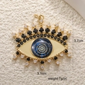 Detailed size chart of Evil Eye pendant showing 3.7cm height and 3.1cm width dimensions - A0247