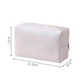Light pink PU leather cosmetic bag with size dimensions 21.5cm x 13cm x 9cm shown - Octagonal Pouch / Large (21.5x13x9cm) / Pearl White