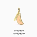Pendentif en émail doré motif fruit tropical avec gravure Modesty et détails orange - Cantaloup (Modestie)
