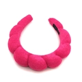 Rose red braided sponge headband in soft towel fabric with a handmade label - Cloud Bubble SPA Headband / Terry Cloth Pink