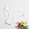 White ribbed cotton panties for women featuring lace trim and a breathable low-waist design - S / White