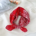 Rotes Bandana-Halstuch aus Baumwolle und Leinen mit Paisley-Muster auf weißer Seide - 55*55CM / 1B Einzelnes Paisley Rot