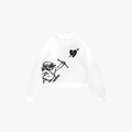 Maglione in maglia bianco Y2K high street con motivo jacquard nero Cupido arciere - Taglia M / Bianco