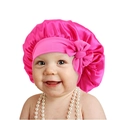 Bonnet de nuit en satin rose fuchsia pour bébé avec grand nœud de décoration - Taille unique / Rouge Rose