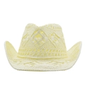 Detail of hand-woven hollow knit pattern and breathable texture on a straw cowboy hat - M (56-58cm) / Cream
