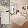 Thick pearl white sisal-style rug with textured loop pile and non-slip backing - 140×200cm / Faux Sisal-Pearl White-Thickened Cotton Bottom