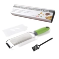 Green handheld multifunction grater with 18/8 stainless steel blade and protective cover - Color Box / Green