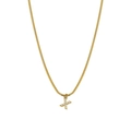 Gold snake chain necklace featuring a crystal-encrusted letter X pendant - Letter X
