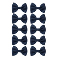 Set of 10 navy blue grosgrain ribbon bow hair clips arranged in a neat grid display - Set / Navy Blue