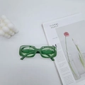 Vintage green rectangular sunglasses with translucent frames and matching lenses for women - Green