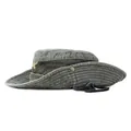Outdoor army green bucket hat with wide brim, camouflage strap and adjustable chin cord - One Size / Army Green
