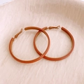 Vintage style hoop earrings with caramel leather inlay and silver needle fastening - 77# Silver Earring Post - Brown - Caramel Leather Hoop