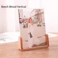 Vertical beech wood U-shaped photo frame with acrylic panel for desk display - Beech Wood / Vertical / 11"