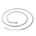 Collier chaîne serpent plate argentée avec fermoir mousqueton et chaînette réglable - 3mm Large - 500mm Long (KN197022-Z)