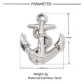 Detailed view of silver stainless steel anchor pendant with size dimensions 21x18mm - Silver Anchor Pendant With Rope Detail (VG194)