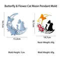 Cat and butterfly moon silicone resin mold for DIY wall hanging decorations - Butterfly and Flower Cat Moon Mold