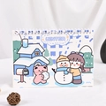 Winter-themed horizontal spiral notebook with cute cartoon girl and snowman illustration - A5 / Winter Fairy Tale