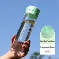 800ML portable matte green water bottle with tea infuser and white strap for outdoors - 800ML / Transparent Green