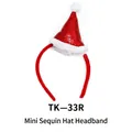 Christmas sequin Santa hat headband with red glitters and white plush decorative trim - TK-33R Red Small Sequin Hat