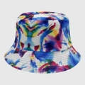 Cappello a secchiello double-face con vivace motivo tie-dye multicolore in twill di cotone - M (56-58cm) / Tie-Dye Acquerello Multicolore (42)