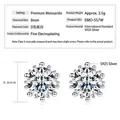 Classic 8mm D color Moissanite stud earrings in S925 sterling silver variant - Firework Bloom / 2 Carat * 2 / White Gold