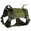 Army green tactical nylon dog harness with adjustable buckles and handle for large dogs - L / Harness / Army Green