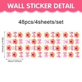 Set adesivi murali con fiocchi rosa e fiori di ibisco, 48 pezzi in 4 fogli - Stile Fiocco Fiore di Ibisco (CT24Y11750T_T) / 20x30cm (4 Fogli)