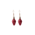 Sparkly red glitter Christmas bulb earrings with elegant golden hooks for festive wear - 44. Red Light Bulb Earrings