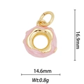 Detail van roze emaille donut hanger met afmetingen van 16,9 mm bij 14,6 mm - Roze Donut Stijl (DZ-229)