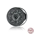 925 sterling silver sandwich cookie bead charm with black heart-shaped gemstone - Sandwich Cookie BSC352