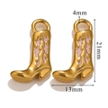 Pink enamel fire pattern cowboy boot pendant in 18K gold plated stainless steel - Enamel Filling / Pink Flame Gold Boot