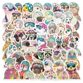 Cartoon animal stickers wearing polka dot helmets and goggles in vibrant colors - Pop Art Animals (YCK096) / 50 Sheets
