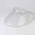 Detailed view of the ergonomic clear PVC plastic dome and brim support for hat shaping - Empty Top Hat Transparent Support