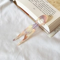 U-shaped acetate hair pin with iridescent marble texture in lilac and orange tones - Mermaid Pink Purple