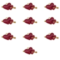 Macro view of 10 red glitter double heart metal charms for jewelry making - Style 3-Heart with Arrow