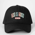 Casquette de baseball noire imprimée God Is Good All The Time avec sangle réglable - Taille unique / Noir
