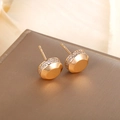 Elegant 18k gold plated hoop earrings with white zircon accents on a leather box - Minimalist Side-Set Rhinestones (No. 98) / Gold