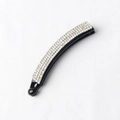 Elegant black banana hair clip with four rows of sparkling silver rhinestones - Black Ponytail Clip with Rhinestones