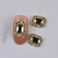 Elegant gold nail alloy charm with large clear AB rhinestone and rectangle crystal - Gold Base Transparent Rectangle Rhinestone