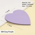 Waterproof heart-shaped PET sticky notes in dusty purple, 50 sheets for planner use - Grey Purple Heart 50 Sheets