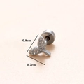 Orecchino a perno coda di balena argento con zirconi e chiusura a vite, 0,8cm per 0,7cm - 1# (Coda di Balena) / Argento