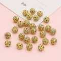 Golden plated spacer beads with colorful rhinestones for DIY jewelry and bracelet making - Copper Rhinestone Ball / 6mm Round Ball / 10pcs Pack / Gold